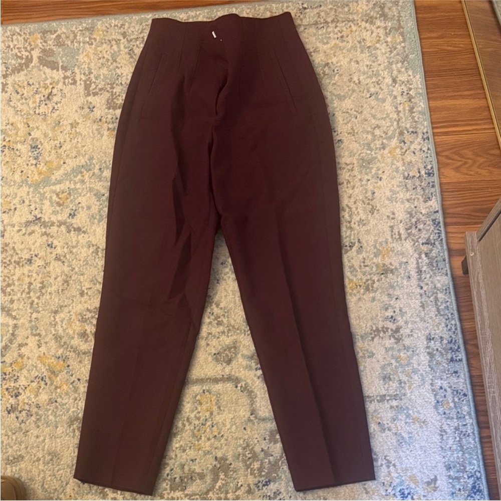 Zara Burgundy high waisted trousers - Picture 4 of 5